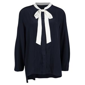 Joseph black silk blouse with white tie